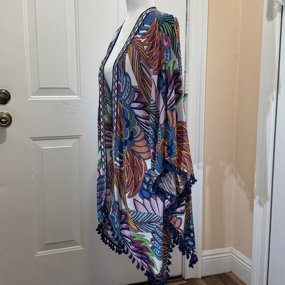 Trina Turk designer Paradise Plume Kimono Swim Cover-Up One Size beach cruise - Picture 4 of 8